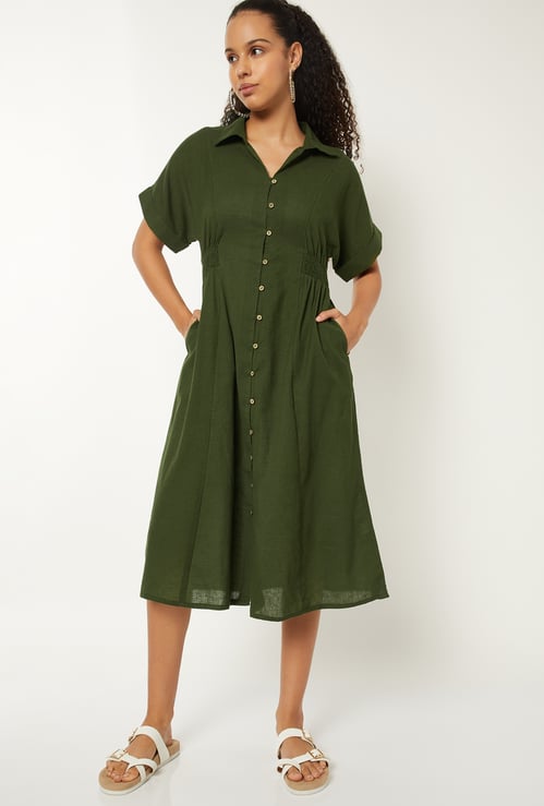 Women Solid Shirt Dress