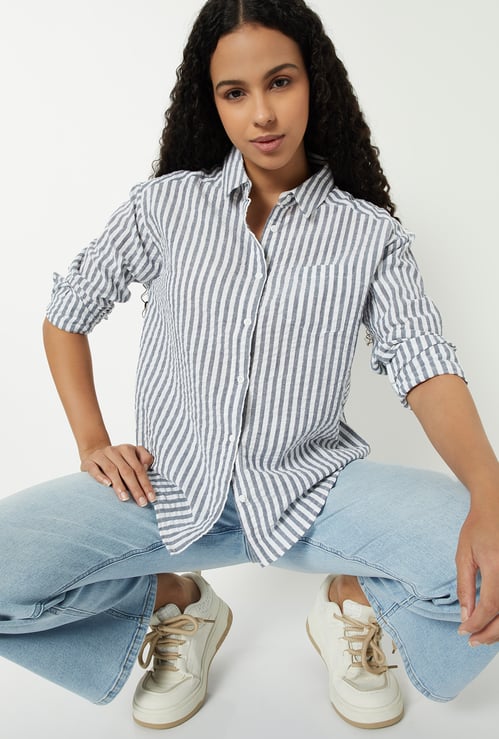 Women Seersucker Regular Fit Shirt