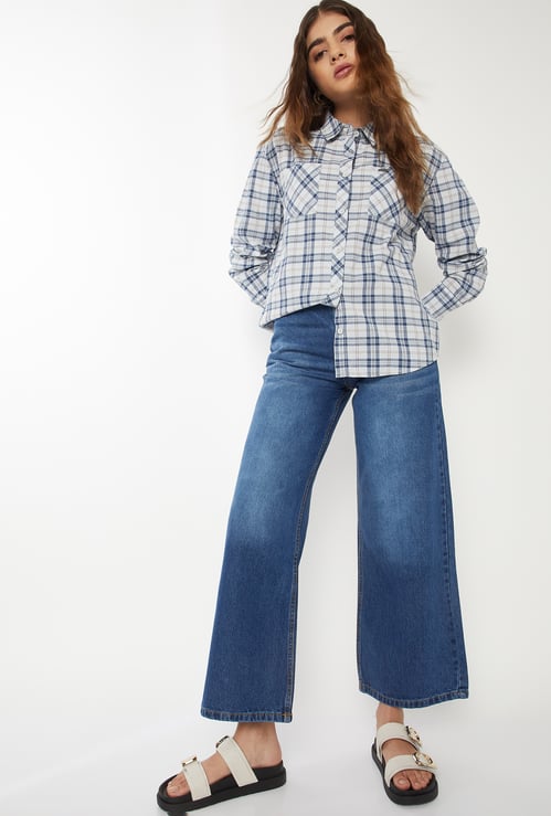 Women Washed Wide-Leg Jeans