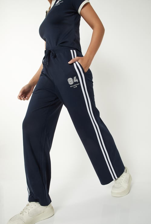 Women Side Striped Wide-Leg Track Pants