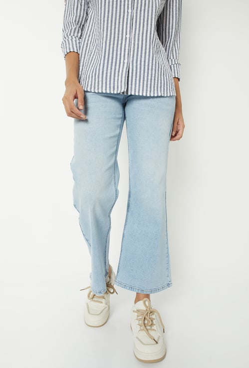 Women Washed Kick Flared Jeans