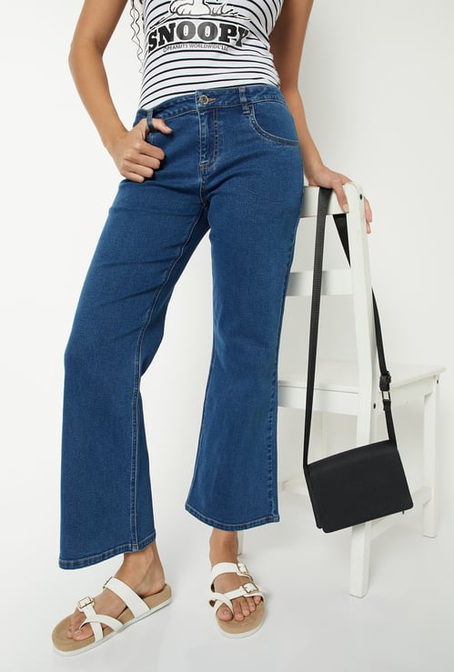 Women Washed Kick Flare Jeans