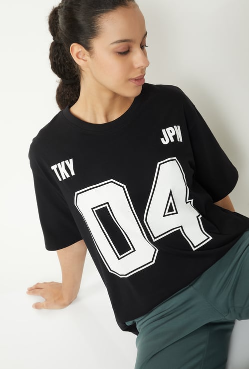 Women Printed Oversized Sports T-shirt