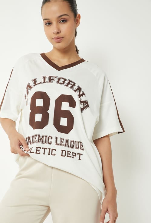 Women Printed Boxy Fit Sports T-shirt
