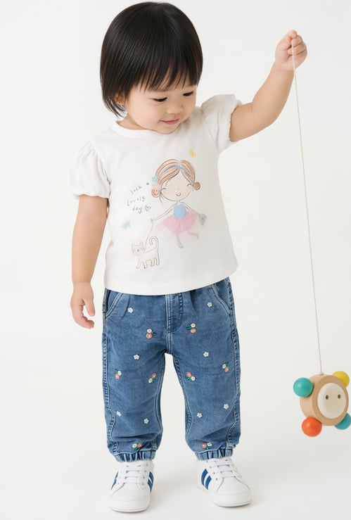 Girls Embroidered Jogger Jeans