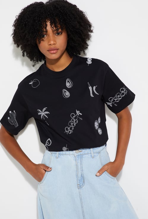 ALAYA F x URB_N Women Embroidered T-shirt