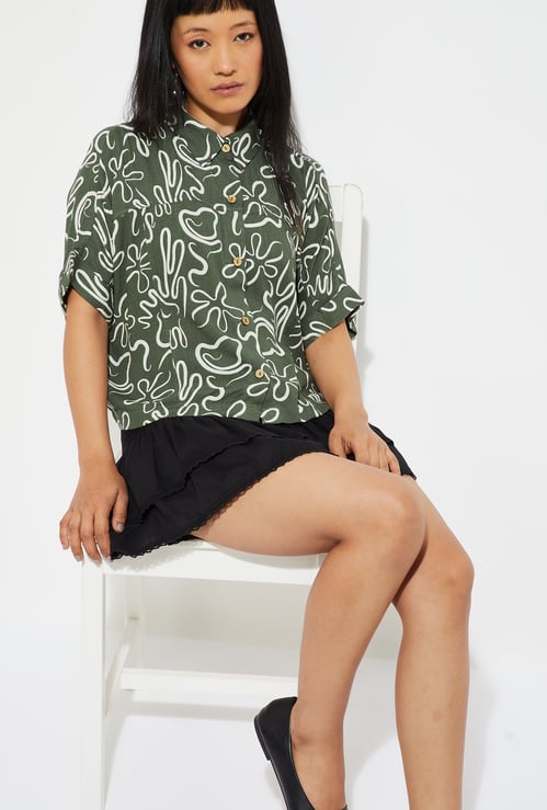 ALAYA F X URB_N Women Printed Boxy Fit Shirt