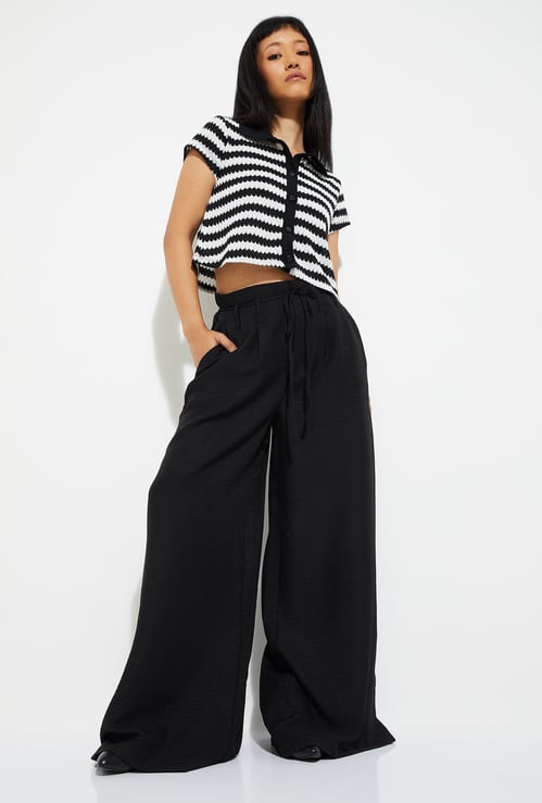 ALAYA F x URB_N Women Pleated Front Wide Leg Trousers