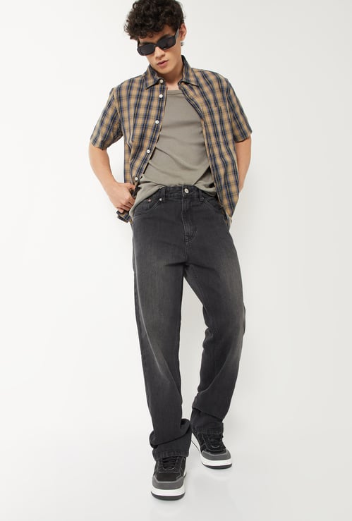 Men Washed Straight Fit Jeans