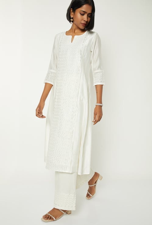 Women Embroidered A-line Kurta Set