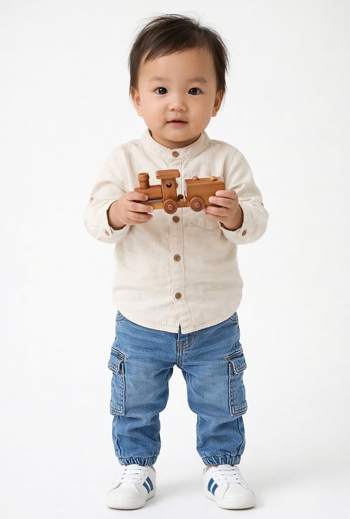 Boys Washed Denim Cargo Joggers