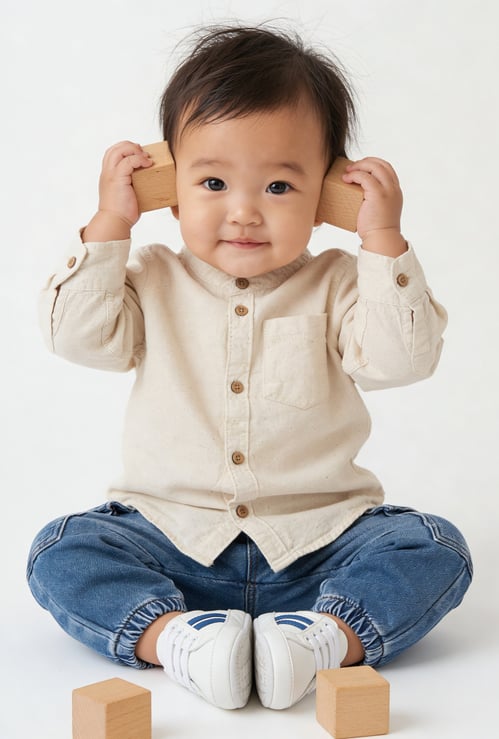 Boys Washed Denim Cargo Joggers