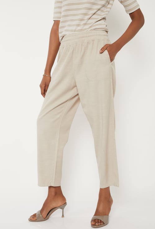 Women Solid Ankle Length Trousers