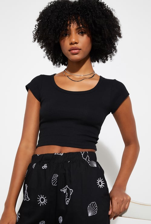ALAYA F x URB_N Women Ribbed Crop Top