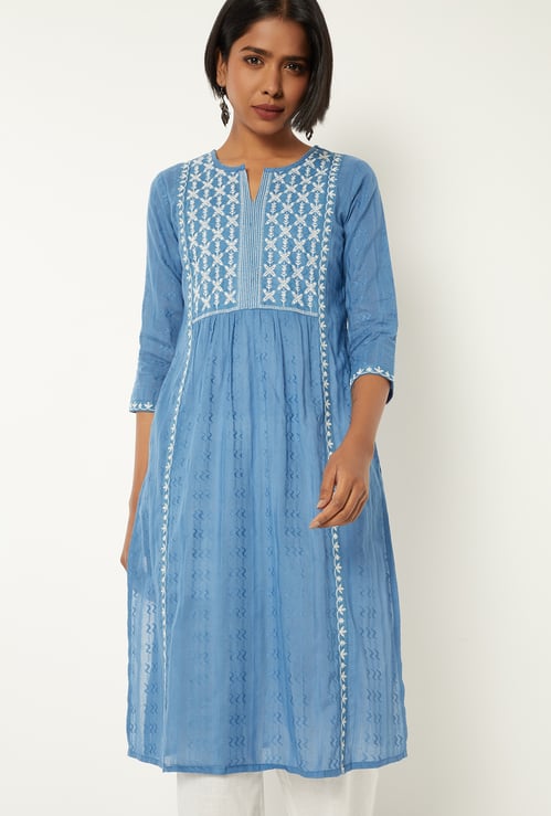 Women Embroidered Straight Kurta