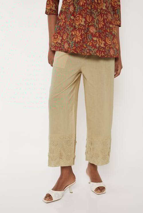 Women Applique Hem Palazzos