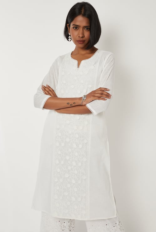 Women Embroidered Straight Kurta