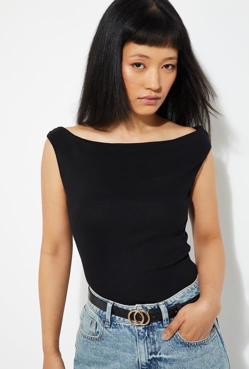 ALAYA F x URB_N Women Ribbed Off Shoulder Top