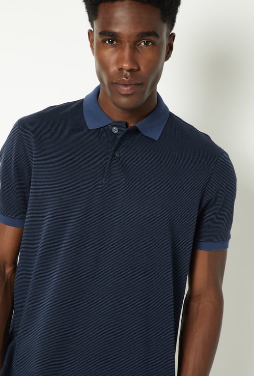 Men Striped Polo T-shirt
