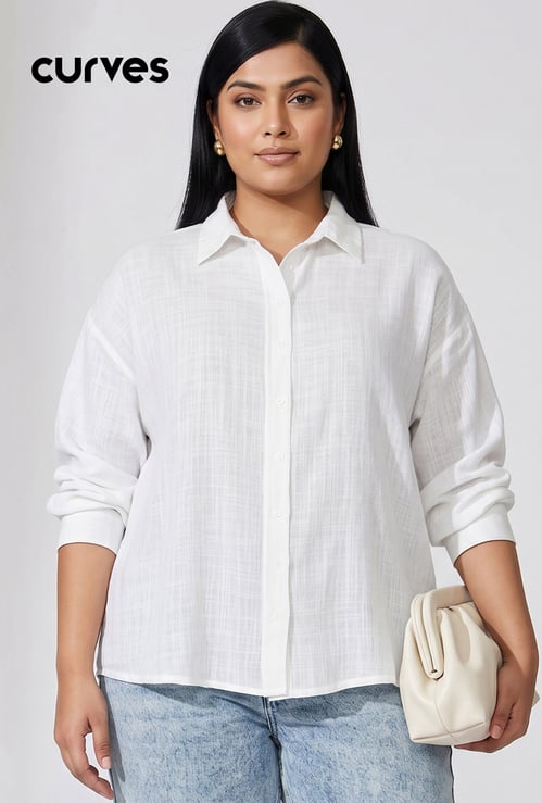 Women Textured Oversized Shirt