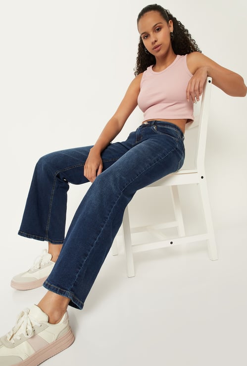 Women Washed Flare Jeans