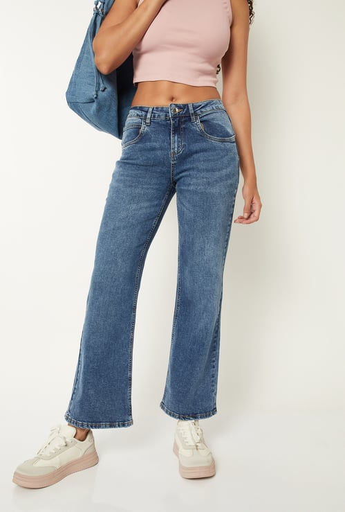 Women Washed Flare Jeans
