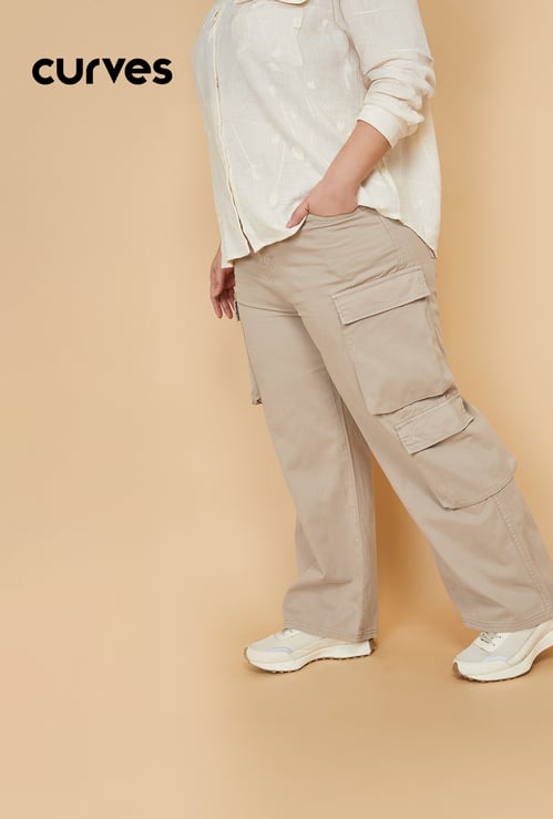 Women Solid Denim Cargos