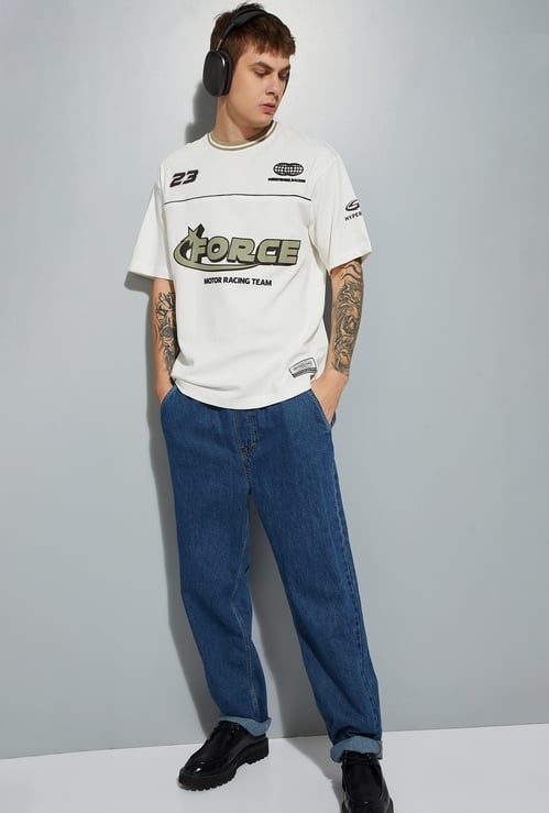 URB_N Men Oversized Placement Print T-shirt