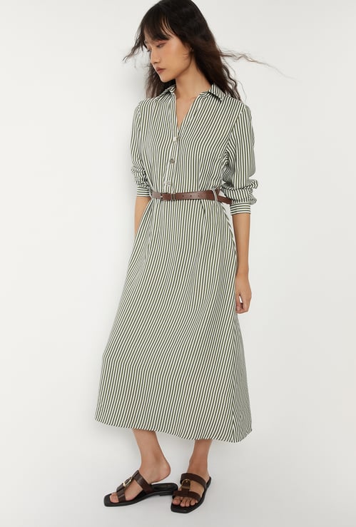 Women Belted Shirt Dress