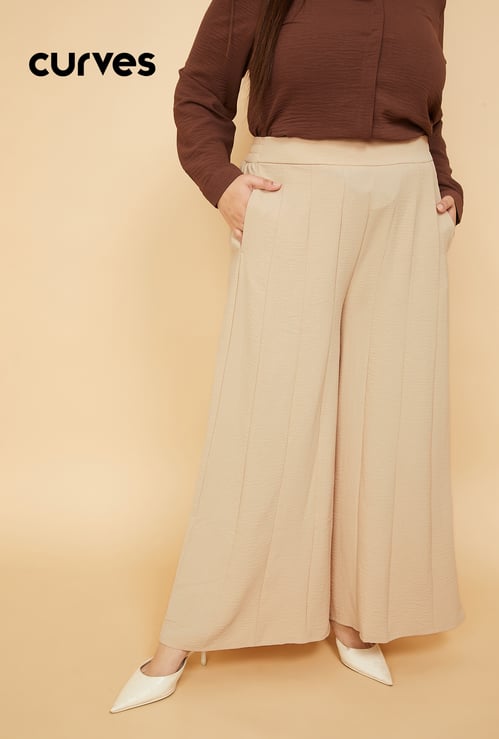 Women Panelled Flared Trousers