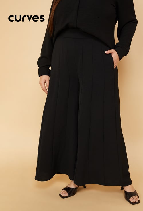 Women Panelled Flared Trousers