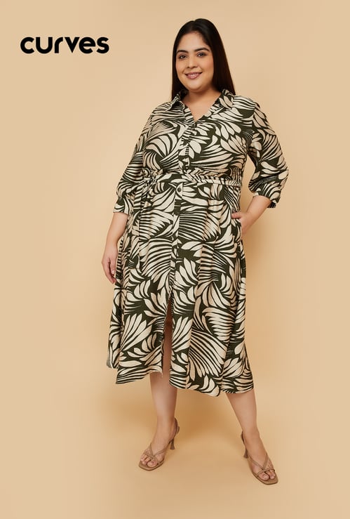 Women Printed A-line Shirt Dress