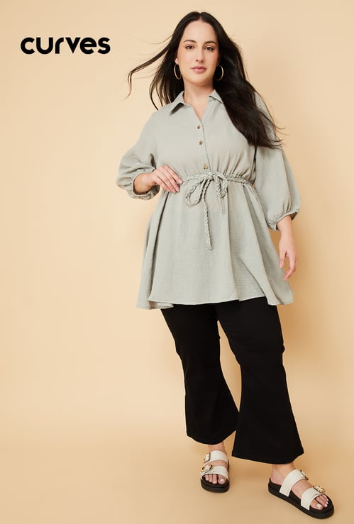 Women Solid Shirt Dress