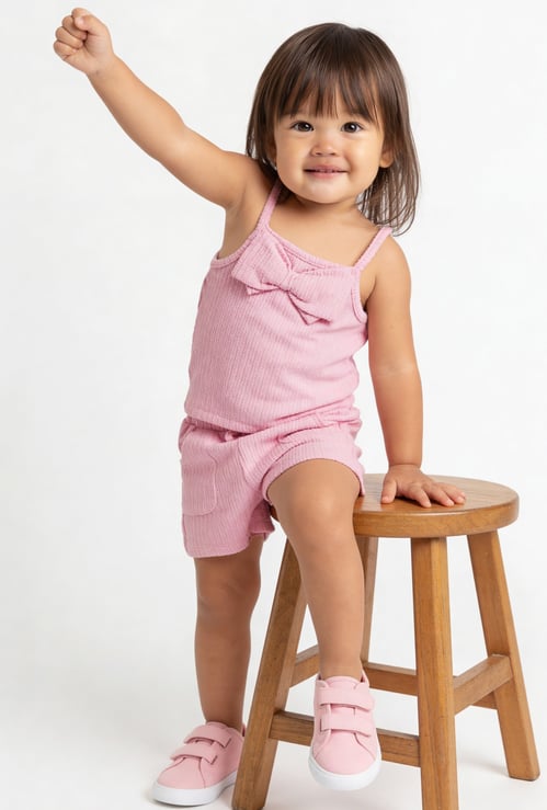 Girls Ribbed Shorts Set