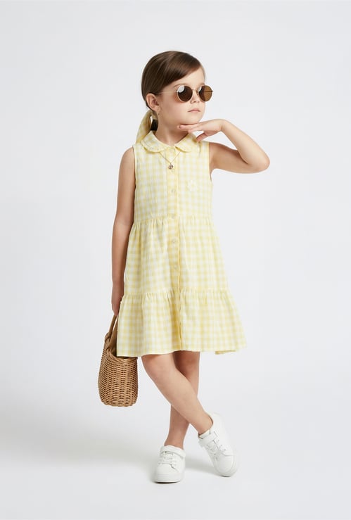 Girls Checked A-line Dress
