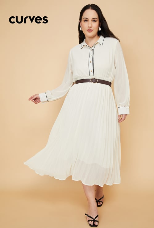 Women Pleated A-Line Dress