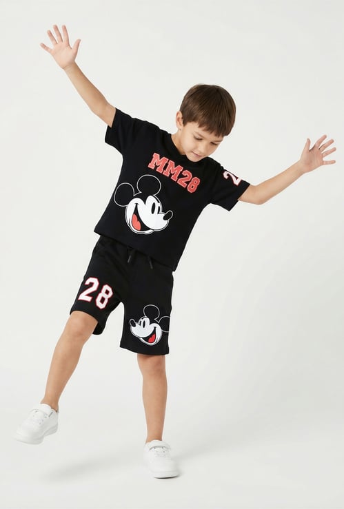 Boys Mickey Mouse Print Shorts Set