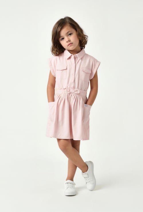 Girls Solid A-line Dress