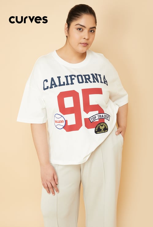 Women Printed Boxy Fit Sports T-shirt