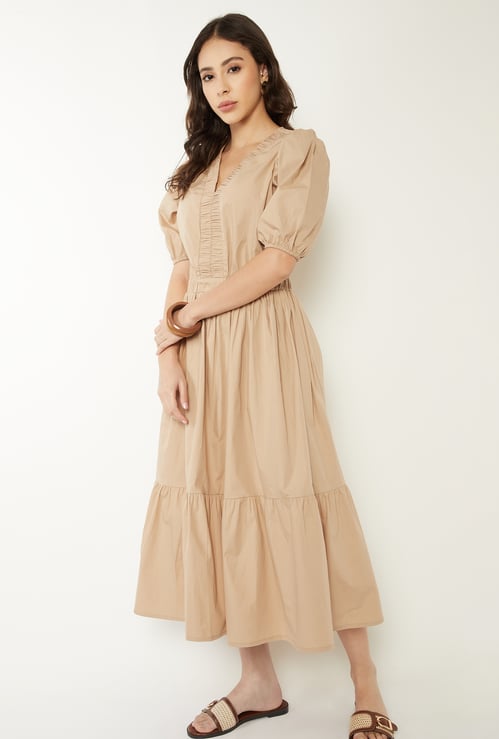 Women Solid Fit & Flare Dress