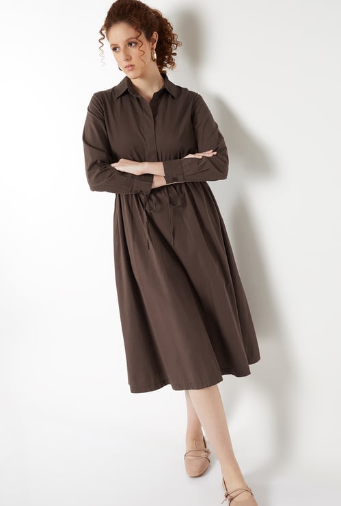 Women Solid Shirt Dress