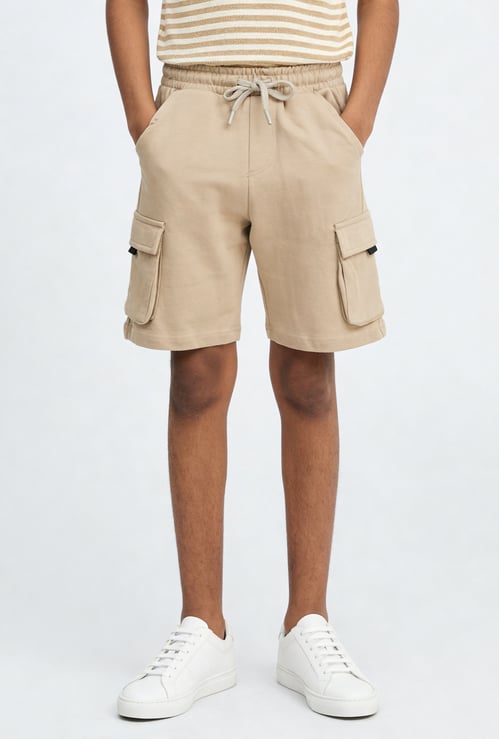 Boys Solid Cargo Shorts