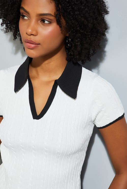 URB_N Women Knit Johnny Collar T-shirt