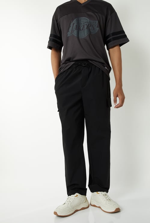 Men Solid Cargo Track Pants