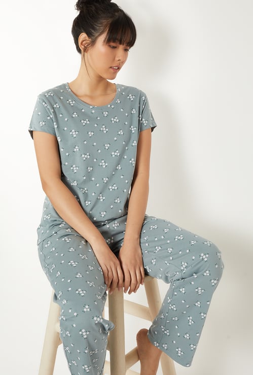Women Floral Print PJ Set