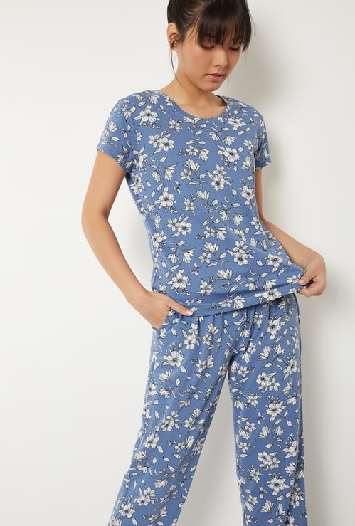 Women Floral Print PJ Set