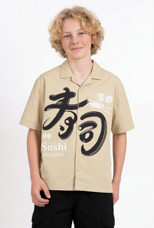 Boys Placement Print Oversized Shirt