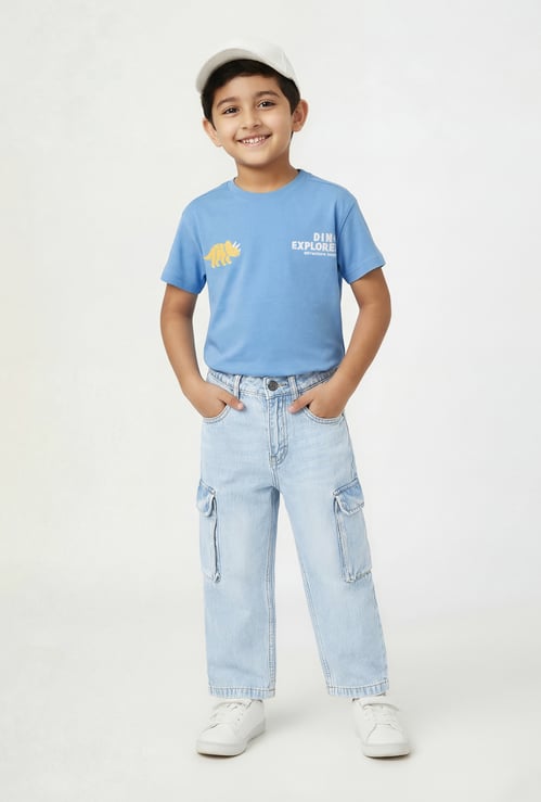 Boys Washed Loose Fit Cargo Jeans