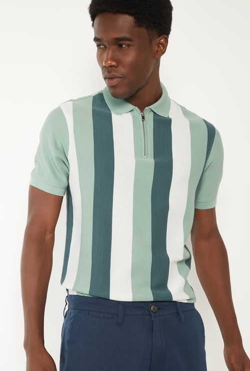 Men Striped Polo T-shirt