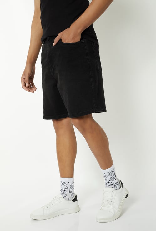 Men Washed Denim Shorts